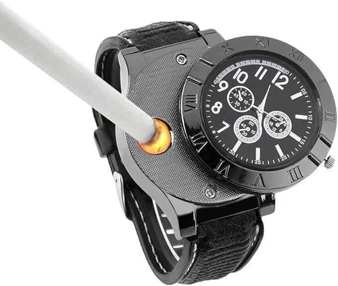 🔥⌚ Military USB Lighter Watch for Men – Windproof, Rechargeable & Stylish Gift 🎁