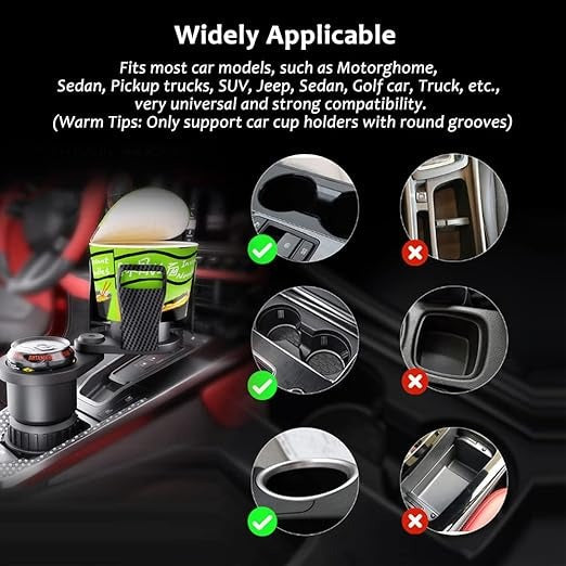 2-in-1 Car Cup Holder Expander 🥤🍟 | 360° Rotatable Dual Drink & Snack Organizer 🚗