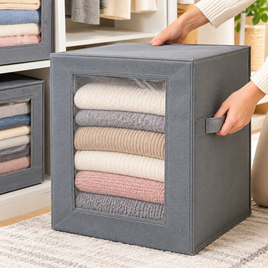 **Stackable Large Storage Organizer Box with Lid – Space-Saving Home Storage Solution**