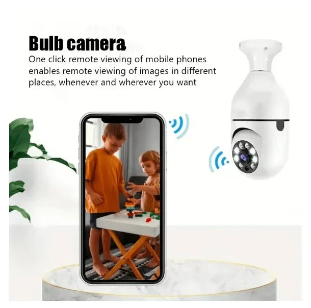 WiFi Smart Panorama Camera 🔒 – 360° Bulb Security Camera | Night Vision | Mobile App Control 📲